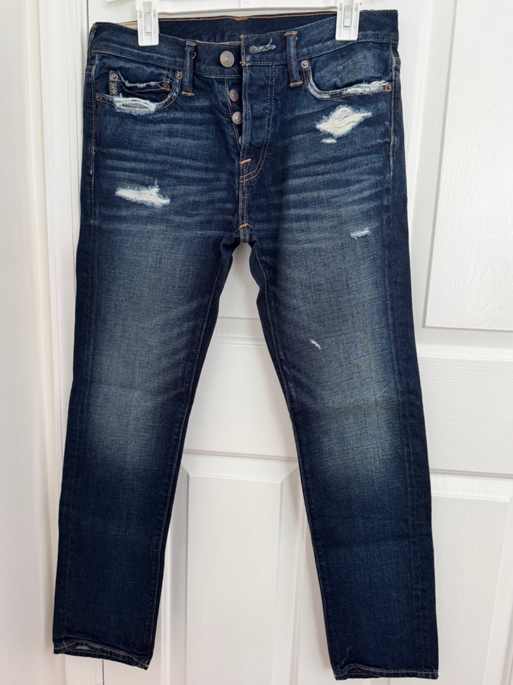 Abercrombie and Fitch Dark Wash Distressed Skinny Jeans